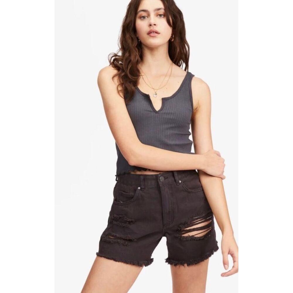 Billabong Distressed Denim Shorts Black High Rise Sz W27 - Picture 1 of 8
